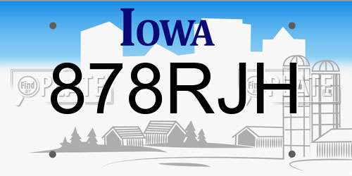 878RJH Iowa License Plate