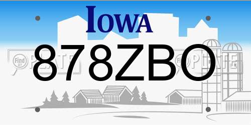 878ZBO Iowa License Plate