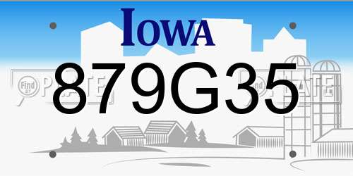 879G35 Iowa License Plate