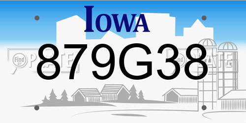 879G38 Iowa License Plate