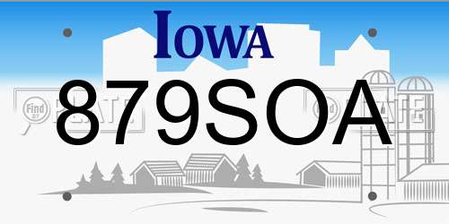 879SOA Iowa License Plate