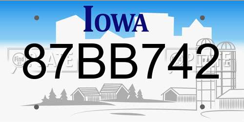 87BB742 Iowa License Plate