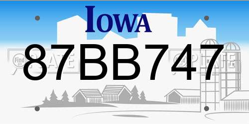 87BB747 Iowa License Plate