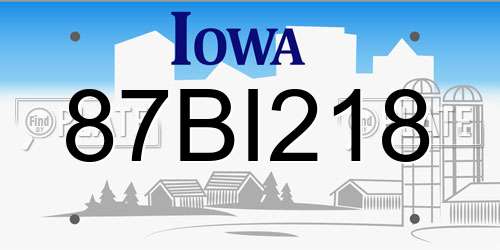 87BI218 Iowa License Plate