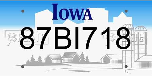 87BI718 Iowa License Plate
