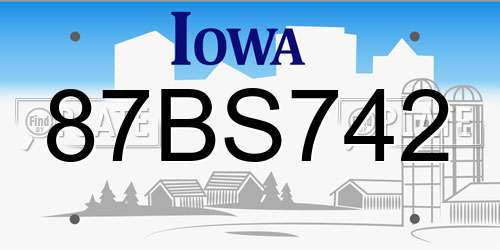 87BS742 Iowa License Plate