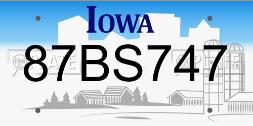 87BS747 Iowa License Plate