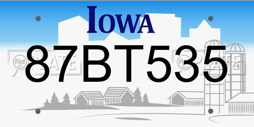 87BT535 Iowa License Plate