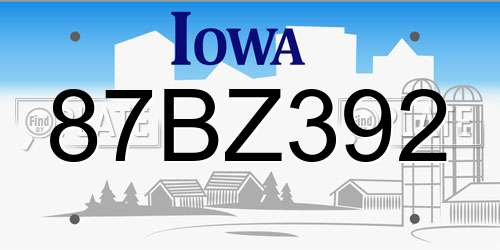87BZ392 Iowa License Plate