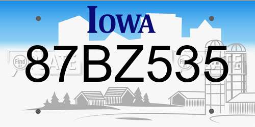 87BZ535 Iowa License Plate