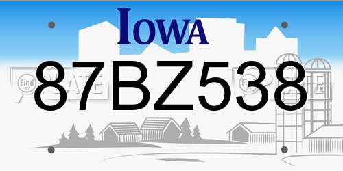 87BZ538 Iowa License Plate