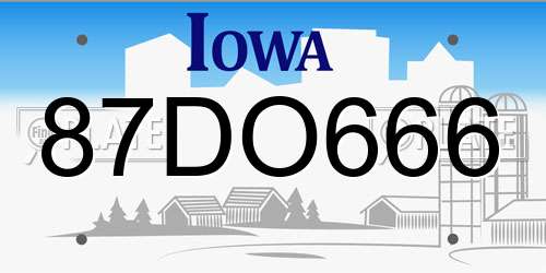 87DO666 Iowa License Plate