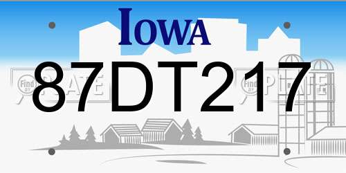87DT217 Iowa License Plate