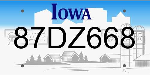 87DZ668 Iowa License Plate