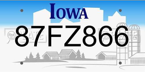 87FZ866 Iowa License Plate