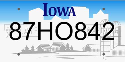 87HO842 Iowa License Plate