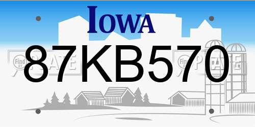 87KB570 Iowa License Plate