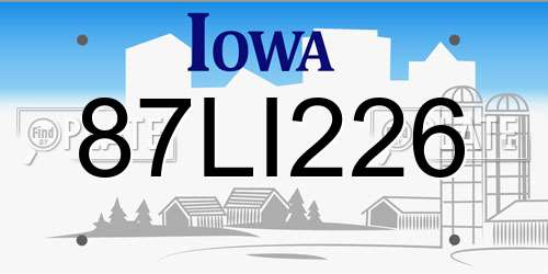 87LI226 Iowa License Plate