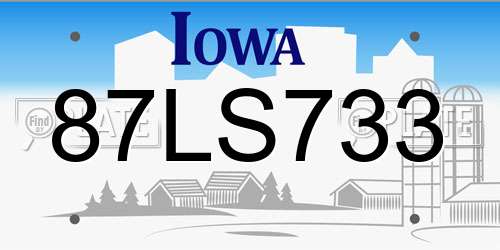 87LS733 Iowa License Plate