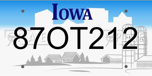 87OT212 Iowa License Plate