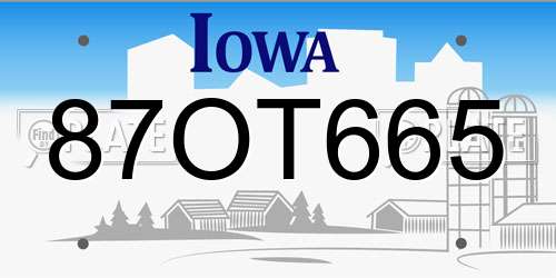 87OT665 Iowa License Plate