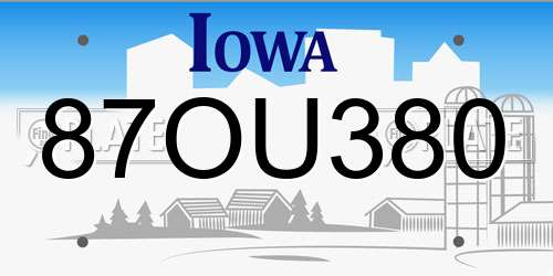 87OU380 Iowa License Plate
