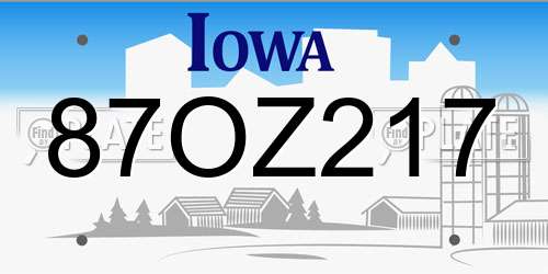 87OZ217 Iowa License Plate