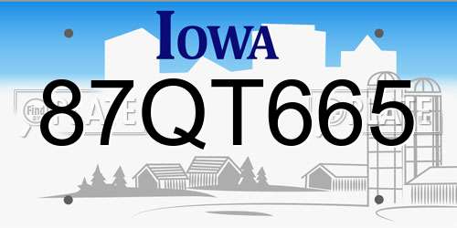 87QT665 Iowa License Plate