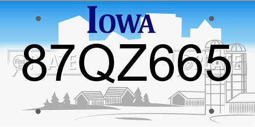 87QZ665 Iowa License Plate
