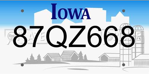 87QZ668 Iowa License Plate