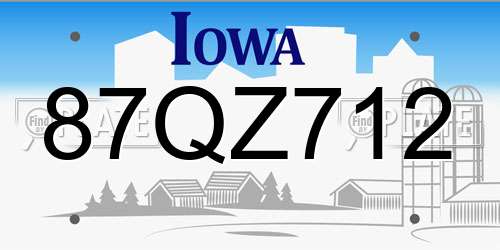 87QZ712 Iowa License Plate