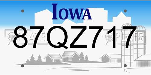 87QZ717 Iowa License Plate