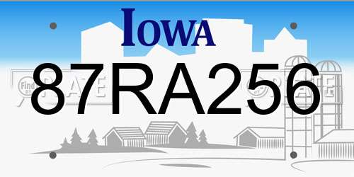 87RA256 Iowa License Plate
