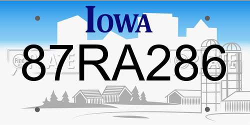 87RA286 Iowa License Plate