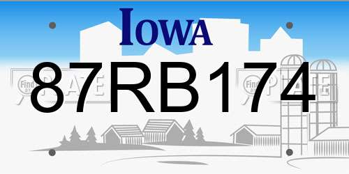 87RB174 Iowa License Plate