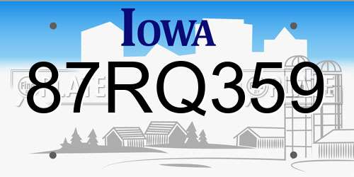 87RQ359 Iowa License Plate