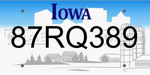 87RQ389 Iowa License Plate