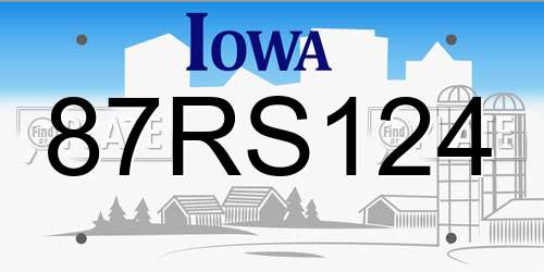 87RS124 Iowa License Plate