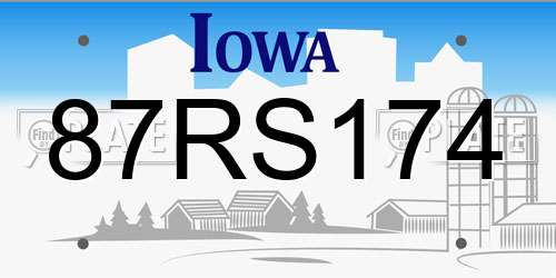 87RS174 Iowa License Plate