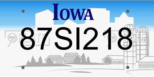 87SI218 Iowa License Plate