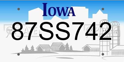 87SS742 Iowa License Plate