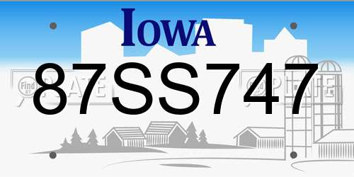 87SS747 Iowa License Plate