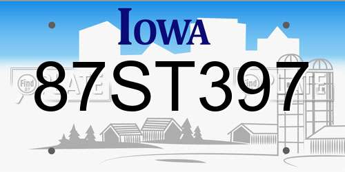 87ST397 Iowa License Plate