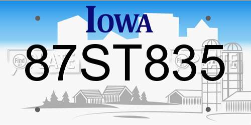 87ST835 Iowa License Plate