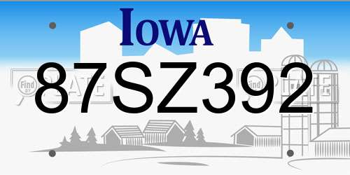 87SZ392 Iowa License Plate