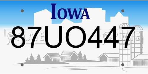 87UO447 Iowa License Plate