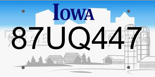 87UQ447 Iowa License Plate