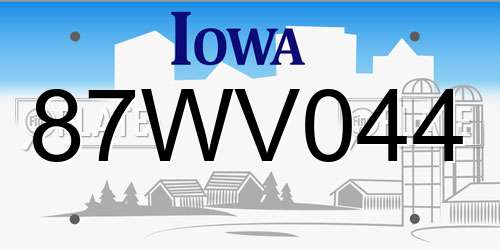 87WV044 Iowa License Plate