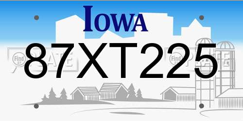 87XT225 Iowa License Plate