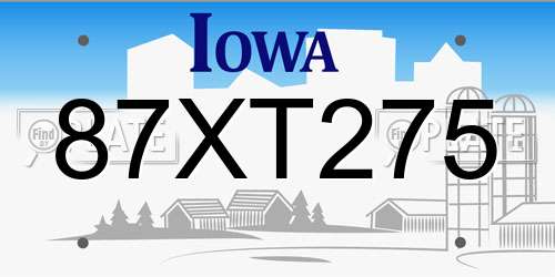 87XT275 Iowa License Plate